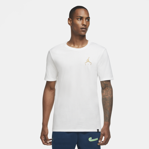 Jordan Mens Jordan Jumpman Air Embroidered T-Shirt - Mens White/Club Gold Size L