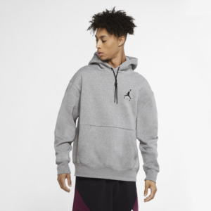 Jordan Mens Jordan Jumpman Air Fleece Hoodie - Mens Carbon Heather/Black Size M