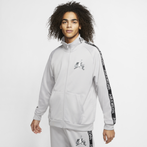 Jordan Mens Jordan Jumpman Classics Tricot Warm-Up Jacket - Mens Atmosphere Grey/Black/White Size S