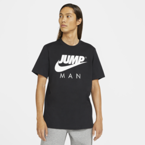 Jordan Mens Jordan Jumpman Script T-Shirt - Mens Black/White/Light Smoke Grey Size S