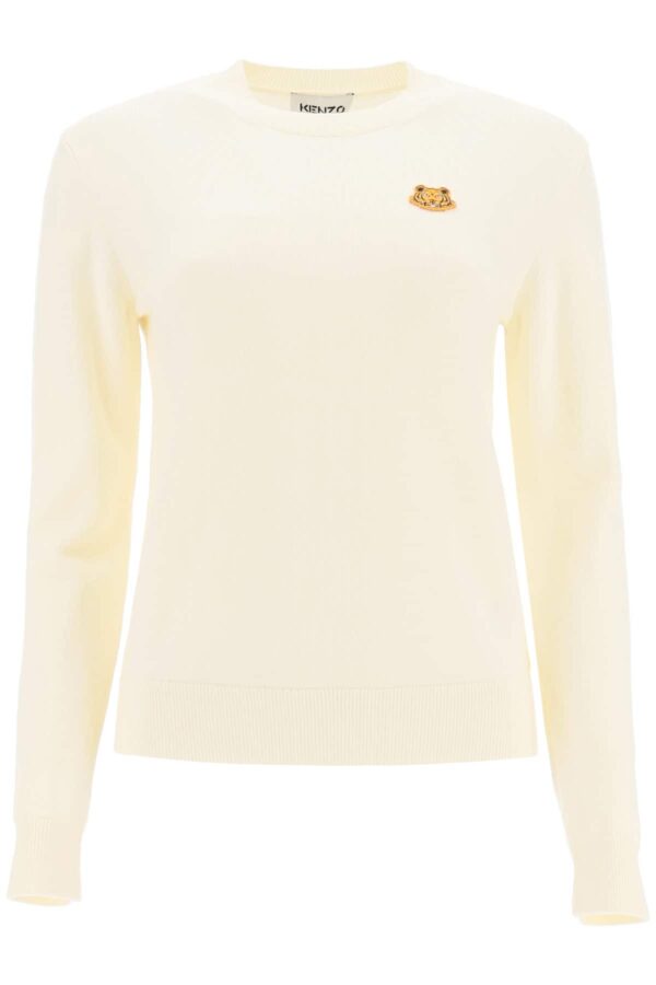 KENZO TIGER PATCH SWEATER XS White Wool