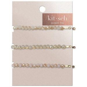 KITSCH Blush/Mauve Beaded Bobby Pins - 3.0 ea