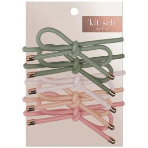 KITSCH Bow Hair Ties Blush/Mauve - 5.0 ea