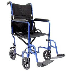 Karman 19 inch 19 lbs. Lightweight Transport Chair with Removable Footrest, Blue - 1.0 ea