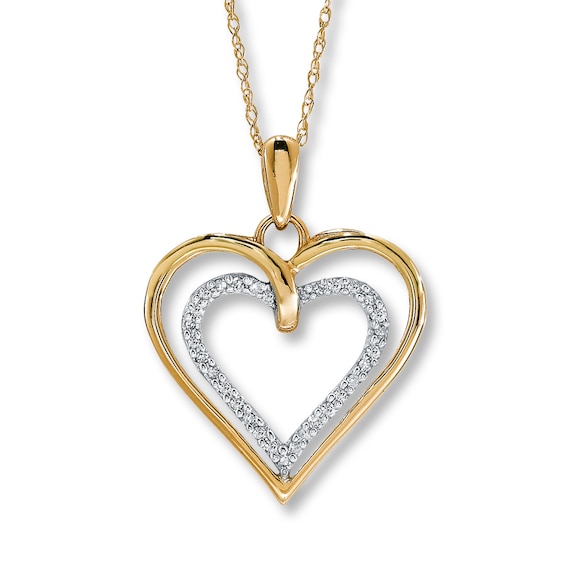 Kay Diamond Heart Necklace 1/10 ct tw Round-cut 10K Yellow Gold