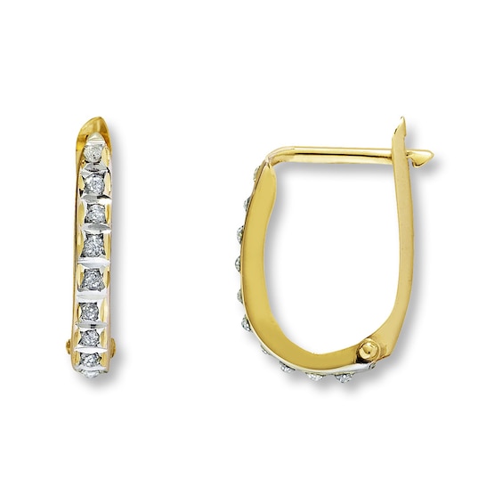 Kay Diamond Hoop Earrings Diamond Accents 14K Yellow Gold