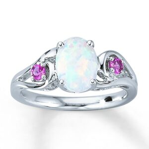 Kay Lab-Created Opal Ring Lab-Created Sapphires Sterling Silver