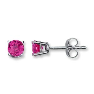 Kay Lab-Created Pink Sapphire 14K White Gold Earrings