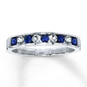 Kay Lab-Created Sapphire Ring Round-cut 10K White Gold