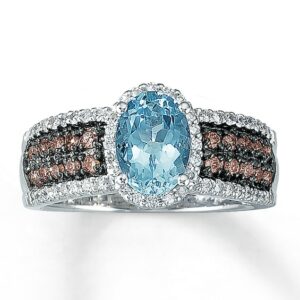 Kay Le Vian Aquamarine Ring 1/2 ct tw Diamonds 14K Vanilla Gold