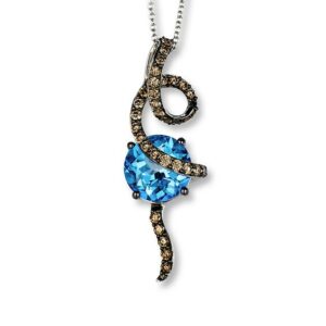 Kay Le Vian Blue Topaz 5/8 ct tw Diamonds 14K Gold Necklace