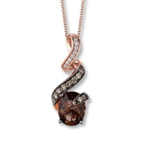 Kay Le Vian Chocolate Quartz 1/4 ct tw Diamonds 14K Gold Necklace