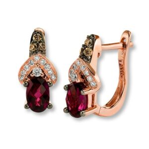 Kay Le Vian Rhodolite Garnet 1/5 ct tw Diamonds 14K Gold Earrings