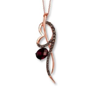 Kay Le Vian Rhodolite Garnet Chocolate Quartz 14K Gold Necklace