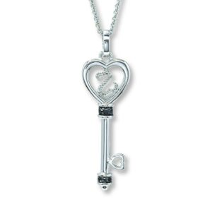 Kay Open Hearts Key Necklace 1/15 ct tw Diamonds Sterling Silver