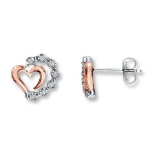 Kay Previously Owned Diamond Earrings Sterling Silver/10K Rose Gold