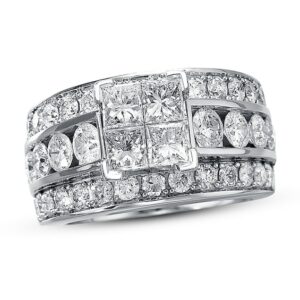 Kay Previously Owned Diamond Engagement Ring 3-1/2 ct tw Princess/Round 14K White Gold