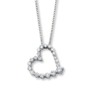 Kay Previously Owned Necklace 1/2 cttw Diamond Heart 14K White Gold