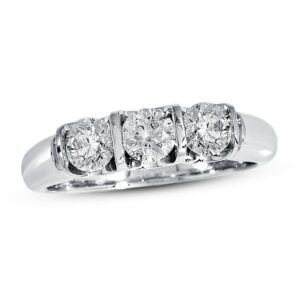 Kay Previously Owned Three-Stone Diamond Ring 1 ct tw Round-cut 14K White Gold