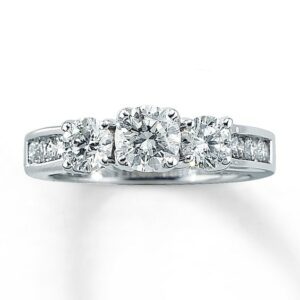 Kay Three-Stone Diamond Ring 1-1/2 ct tw Round-cut 14K White Gold