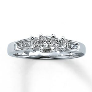 Kay Three-Stone Diamond Ring 1/2 ct tw Princess-Cut 14K White Gold