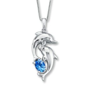 Kay Topaz Dolphin Necklace Diamond Accents Sterling Silver