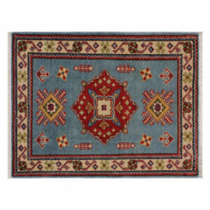 Kazak Stover Lt. Blue/Ivory Wool Rug, 2'2 x 2'10