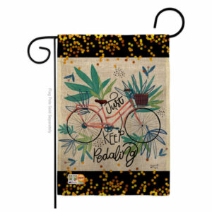 Keep Pedaling Burlap Garden Flag Double-Sided 13x18.5