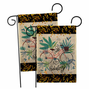 Keep Pedaling Burlap Garden Flags 2pcs Pack Double-Sided 13x18.5