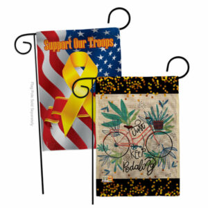 Keep Pedaling Burlap Garden Flags Pack Support Our Troops Double-Sided