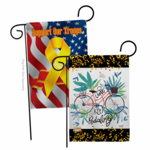 Keep Pedaling Garden Flags Pack Support Our Troops Double-Sided 13x18.