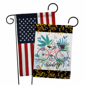 Keep Pedaling Garden Flags Pack USA Applique Double-Sided 13x18.5