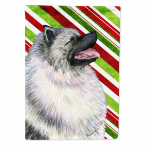 Keeshond Candy Cane Holiday Christmas Flag Garden Size