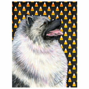 Keeshond Candy Corn Halloween Portrait Flag Garden Size