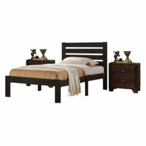 Kenney 3 Piece Bedroom Set w/ Bed & (Set of 2) Nightstand in Espresso