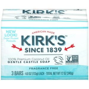 Kirk's Original Coco Castile Bar Soap Fragrance Free - 4.0 oz x 3 pack