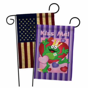 Kiss Me Frog Spring Valentines Garden Flags Pack