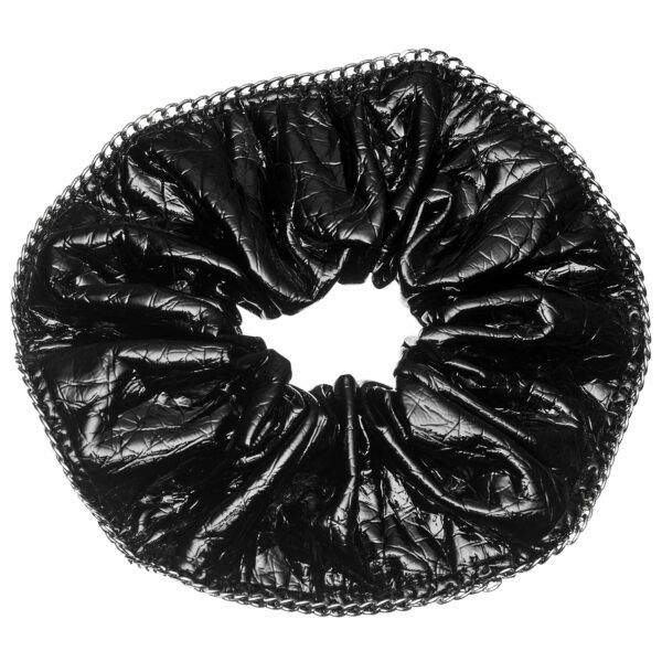 Kitsch x Justine Marjan Patent Scrunchie with Chain Black