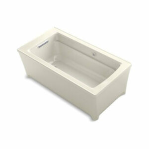 Kohler Archer 62"x32" Freestanding Bath w/ Bask Heated Surface, Biscui