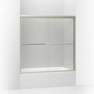 Kohler Gradient Sliding Bath Door, Crystal Clear Glass, Matte Nickel