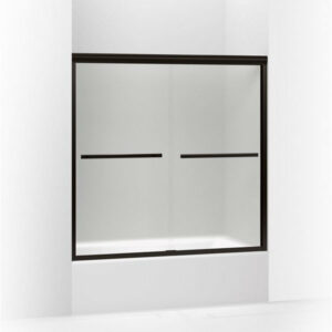 Kohler Gradient Sliding Bath Door Frosted Glass, Anodized Dark Bronze