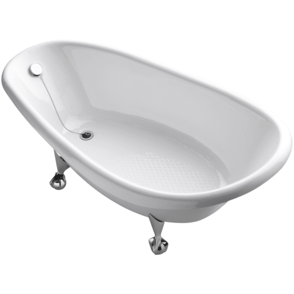 Kohler K-100 Birthday Bath 72" Cast Iron Clawfoot Soaking Bath Tub with Reversible Drain White Tub Soaking Clawfoot