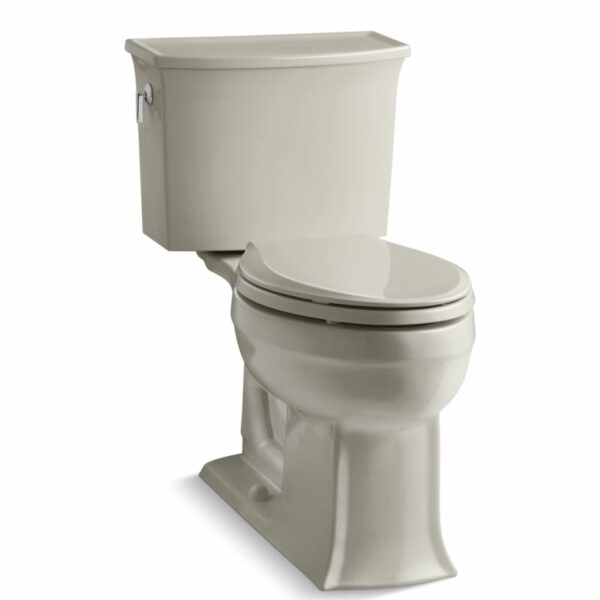 Kohler K-3551 Archer 1.28 GPF Two-Piece Elongated Comfort Height Toilet with AquaPiston Technology - Seat Not Included Sandbar Fixture Toilet