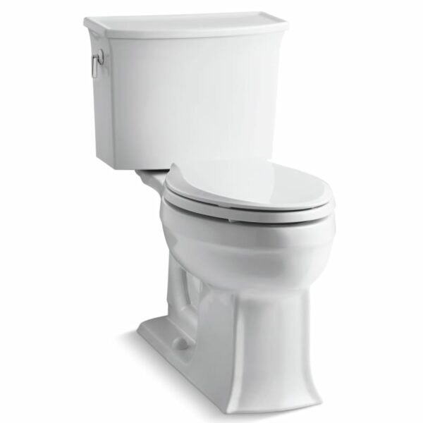 Kohler K-3551 Archer 1.28 GPF Two-Piece Elongated Comfort Height Toilet with AquaPiston Technology - Seat Not Included White Fixture Toilet Two-Piece