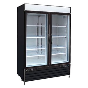 Kool-It KGF-48 54 Inch Wide 48 Cu. Ft. Capacity Two Door Glass Door Merchandizing Freezer Black Commercial Refrigerators Merchandiser Food & Beverage