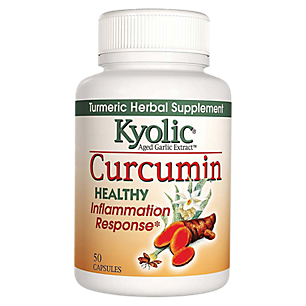 Kyolic Aged Garlic Extract + Curcumin - Turmeric Herbal Supplement (50 Capsules)