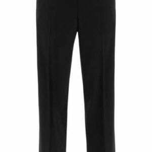 LOEWE ANAGRAM EMBROIDERED FORMAL TROUSERS 48 Black Cotton, Wool