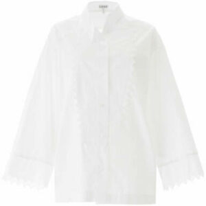 LOEWE ASYMMETRICAL SHIRT WITH LACE M White Cotton