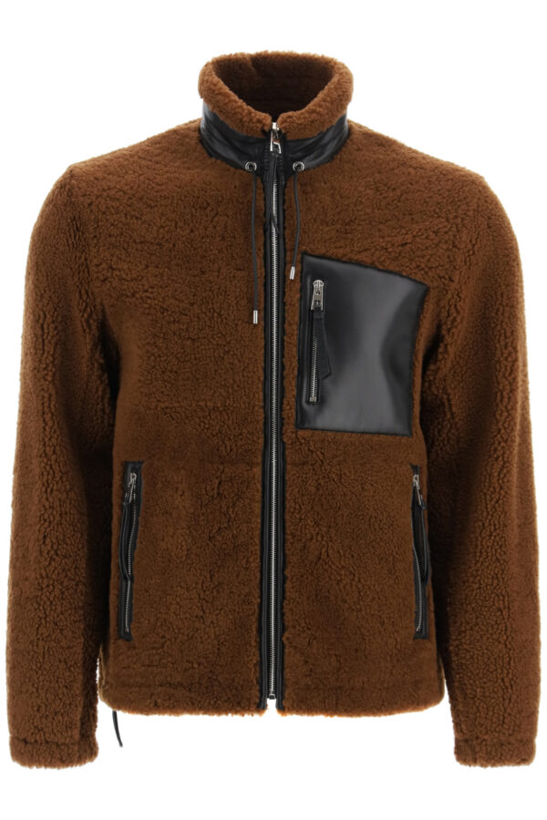 LOEWE SHEARLING JACKET 46 Brown Leather, Fur