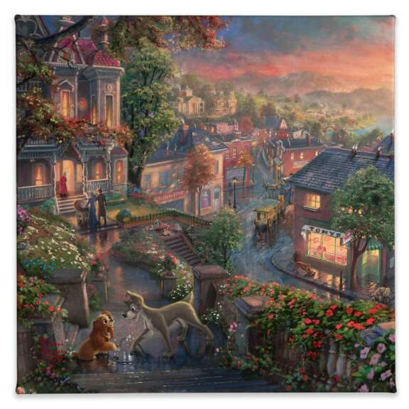 ''Lady and the Tramp'' Gallery Wrapped Canvas by Thomas Kinkade Studios Official shopDisney